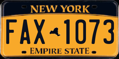 NY license plate FAX1073