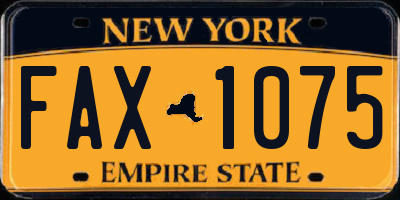 NY license plate FAX1075