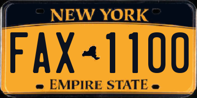 NY license plate FAX1100