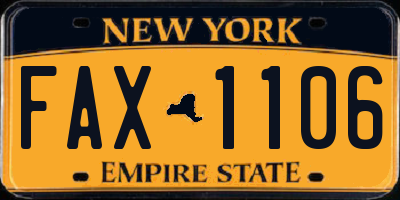 NY license plate FAX1106