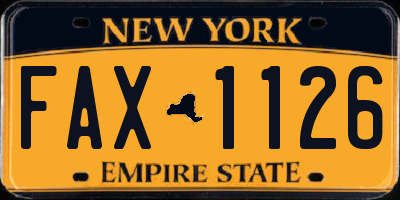 NY license plate FAX1126