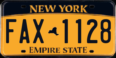 NY license plate FAX1128