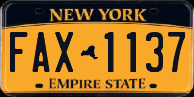 NY license plate FAX1137