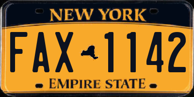 NY license plate FAX1142