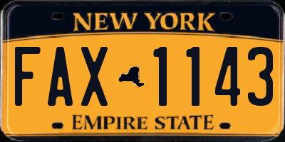NY license plate FAX1143