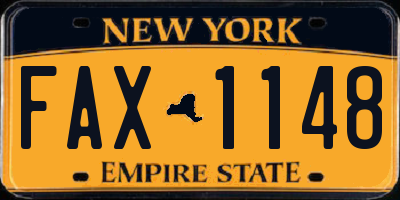NY license plate FAX1148