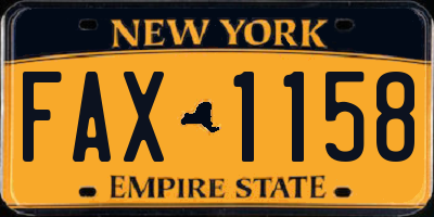 NY license plate FAX1158