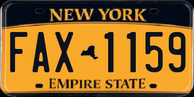 NY license plate FAX1159