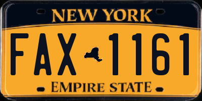 NY license plate FAX1161