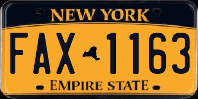 NY license plate FAX1163