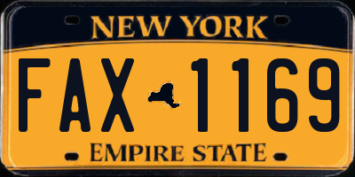 NY license plate FAX1169