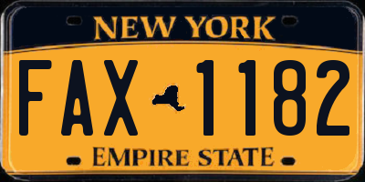 NY license plate FAX1182