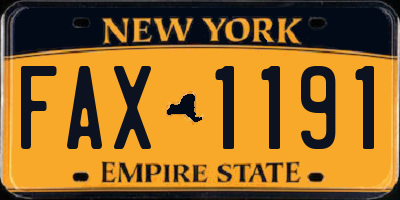 NY license plate FAX1191