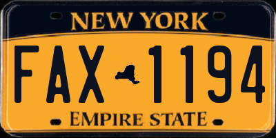 NY license plate FAX1194