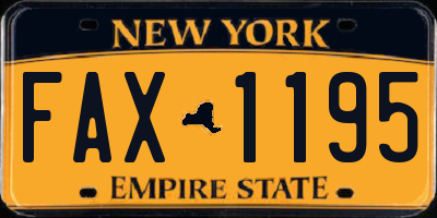 NY license plate FAX1195