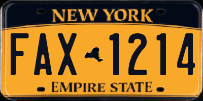 NY license plate FAX1214