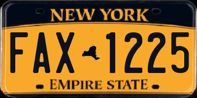 NY license plate FAX1225