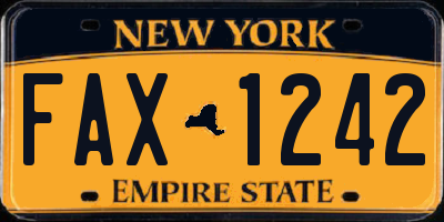 NY license plate FAX1242