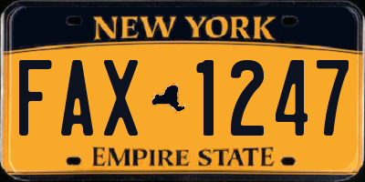 NY license plate FAX1247