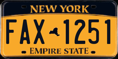 NY license plate FAX1251