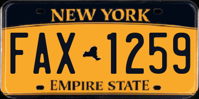 NY license plate FAX1259