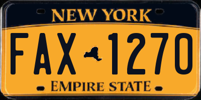 NY license plate FAX1270