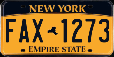 NY license plate FAX1273