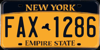 NY license plate FAX1286