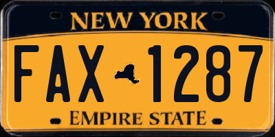 NY license plate FAX1287