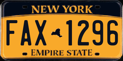 NY license plate FAX1296
