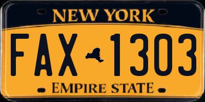 NY license plate FAX1303