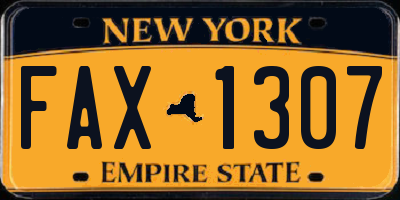 NY license plate FAX1307