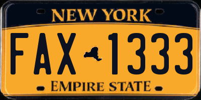 NY license plate FAX1333