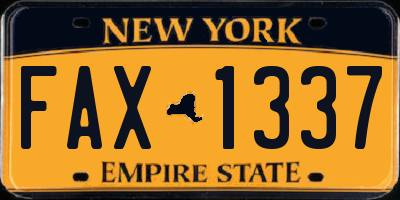 NY license plate FAX1337