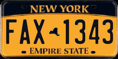 NY license plate FAX1343