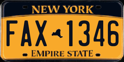 NY license plate FAX1346