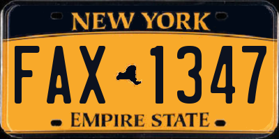 NY license plate FAX1347
