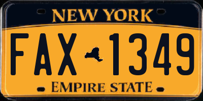 NY license plate FAX1349