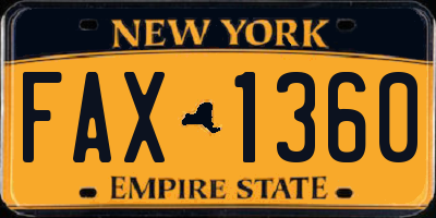 NY license plate FAX1360