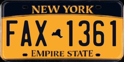 NY license plate FAX1361