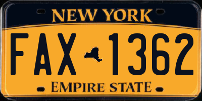 NY license plate FAX1362
