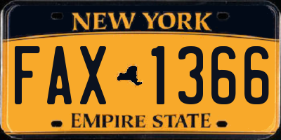 NY license plate FAX1366