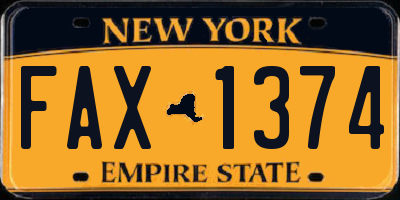 NY license plate FAX1374