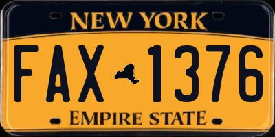 NY license plate FAX1376