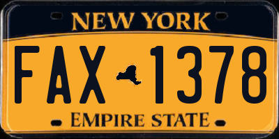 NY license plate FAX1378