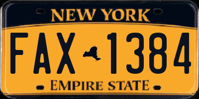 NY license plate FAX1384