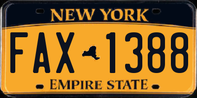 NY license plate FAX1388