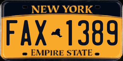 NY license plate FAX1389