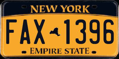NY license plate FAX1396