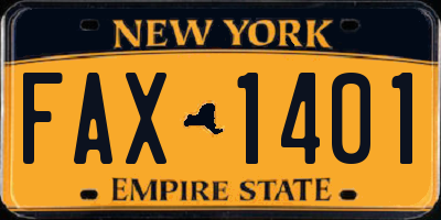 NY license plate FAX1401